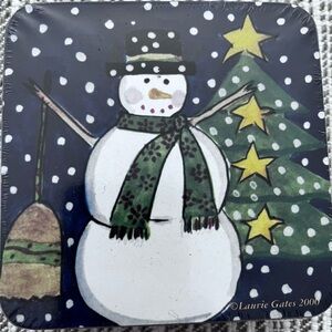 Acorn Snowman Christmas Tree Set Of 6 Coasters New/sealed